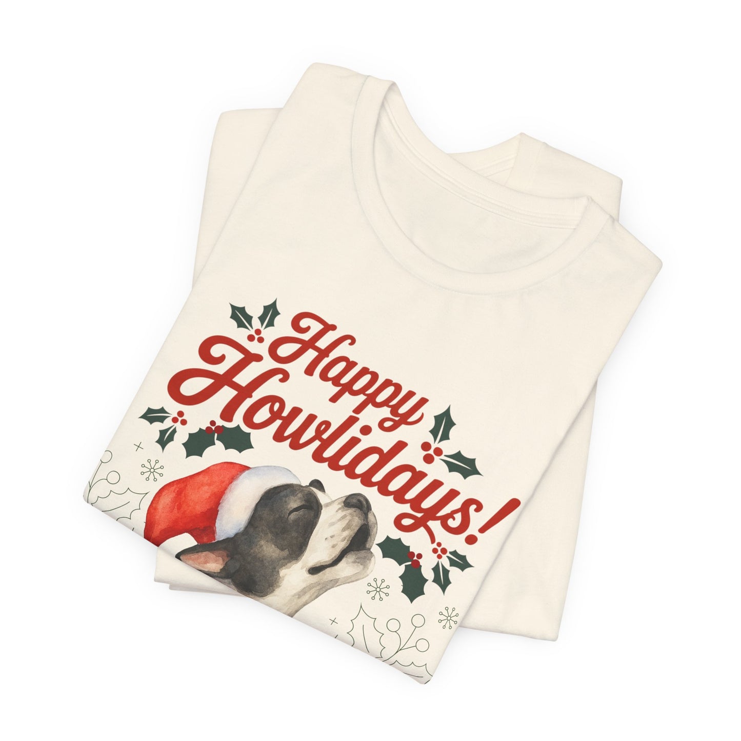 Piebald French Bulldog Happy Howlidays TShirt
