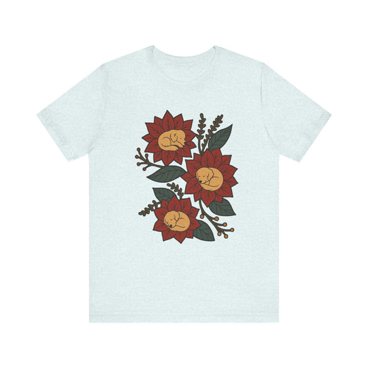 Golden Retriever Holiday Flowers Sleeping TShirt
