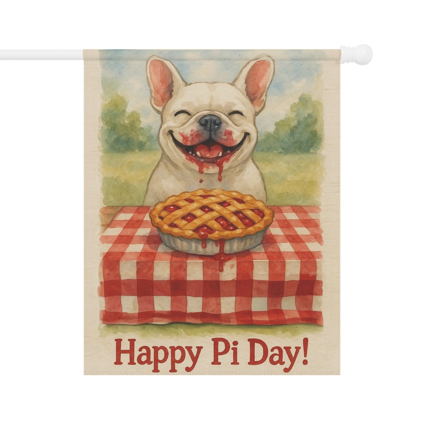 White French Bulldog Pi Day Garden Flag
