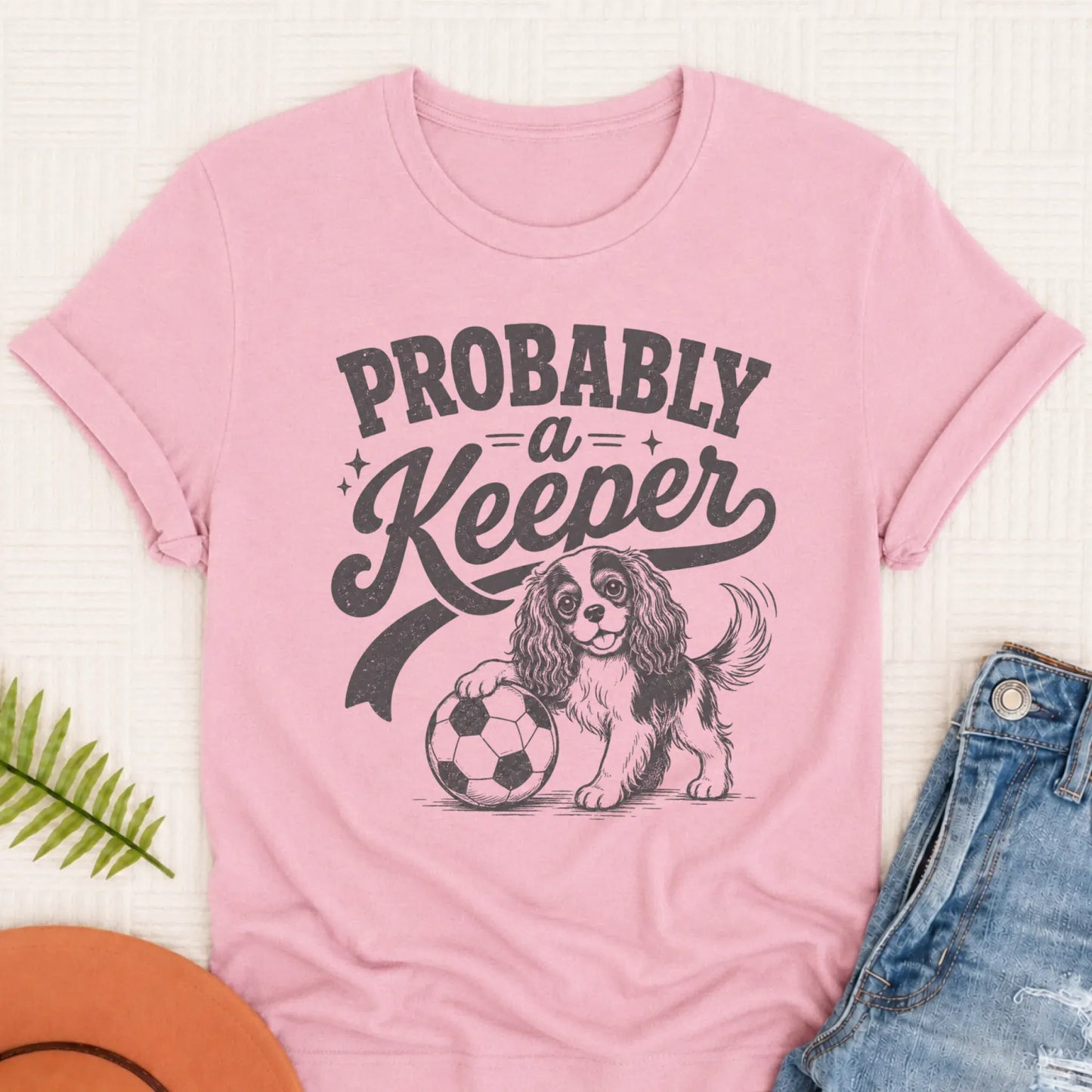 Cavalier King Charles Funny Soccer Keeper Unisex T-Shirt Blossom