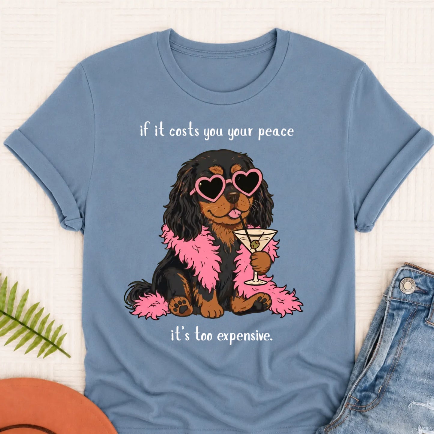Custom Cavalier Funny Costs You Peace Unisex TShirt Blue Jean