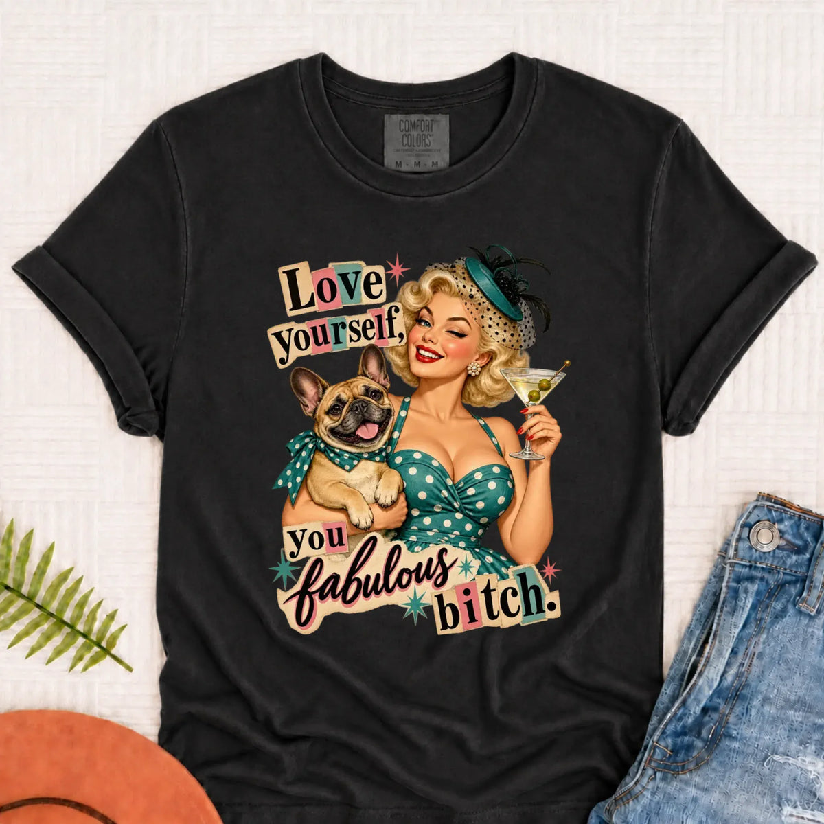 Custom Frenchie Bulldog Snarky Love Yourself Unisex TShirt Graphite