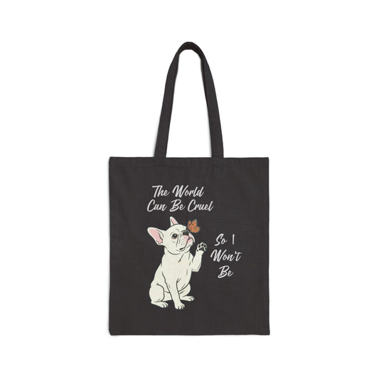 Cruel World White Frenchie Tote Bag
