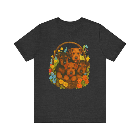 Airedale Terrier Puppy Basket TShirt