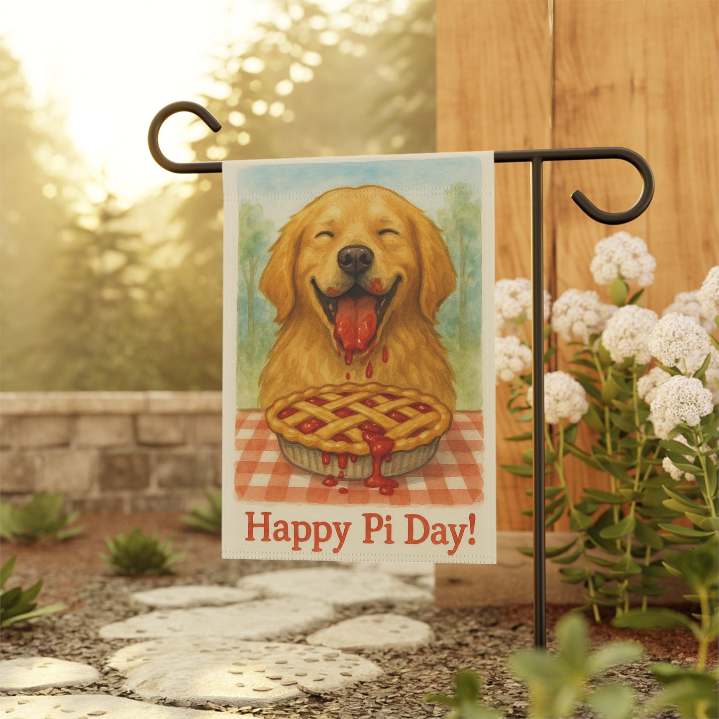 Golden Retriever Pi Day Garden Flag