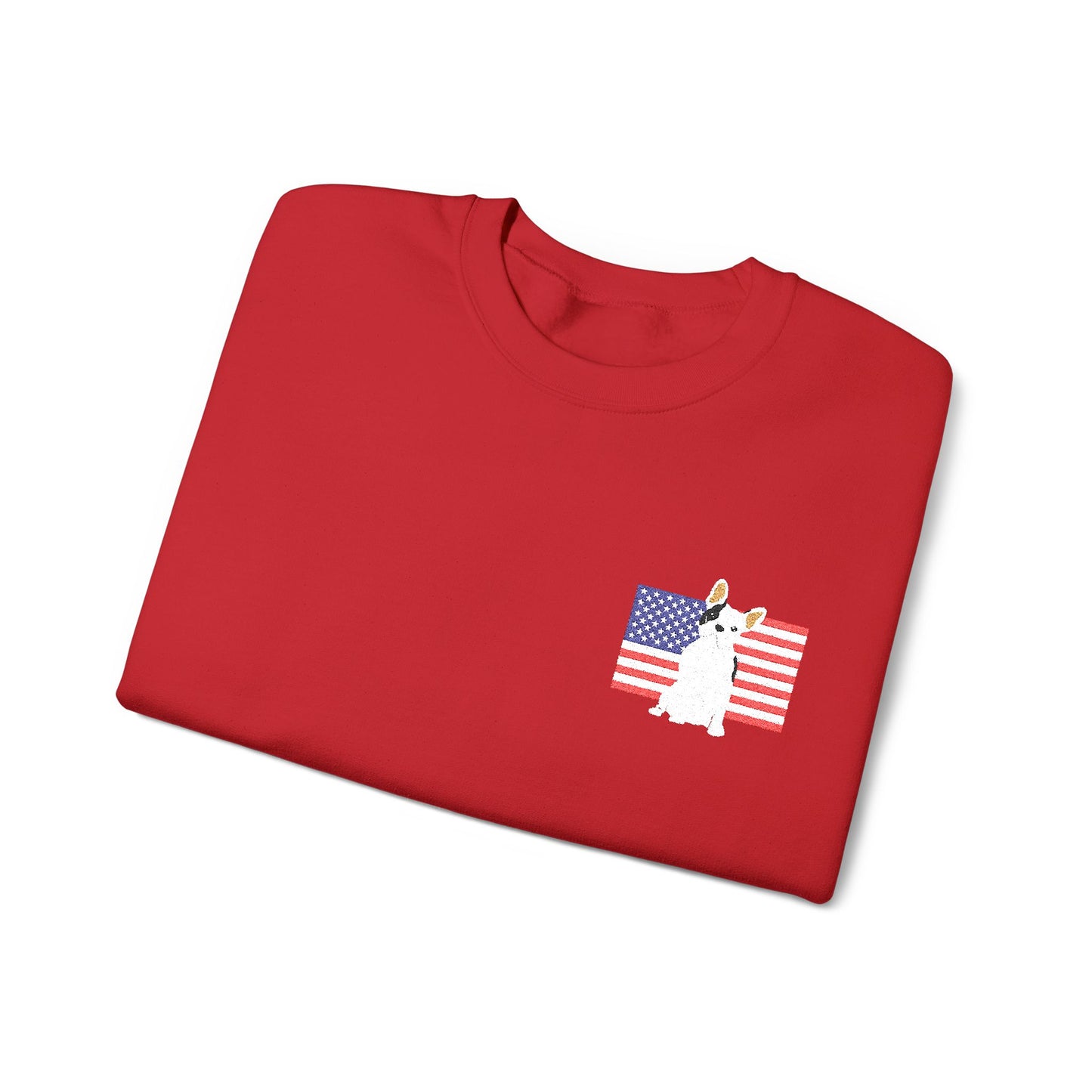 Embroidered Flag Piebald Frenchie Sweatshirt