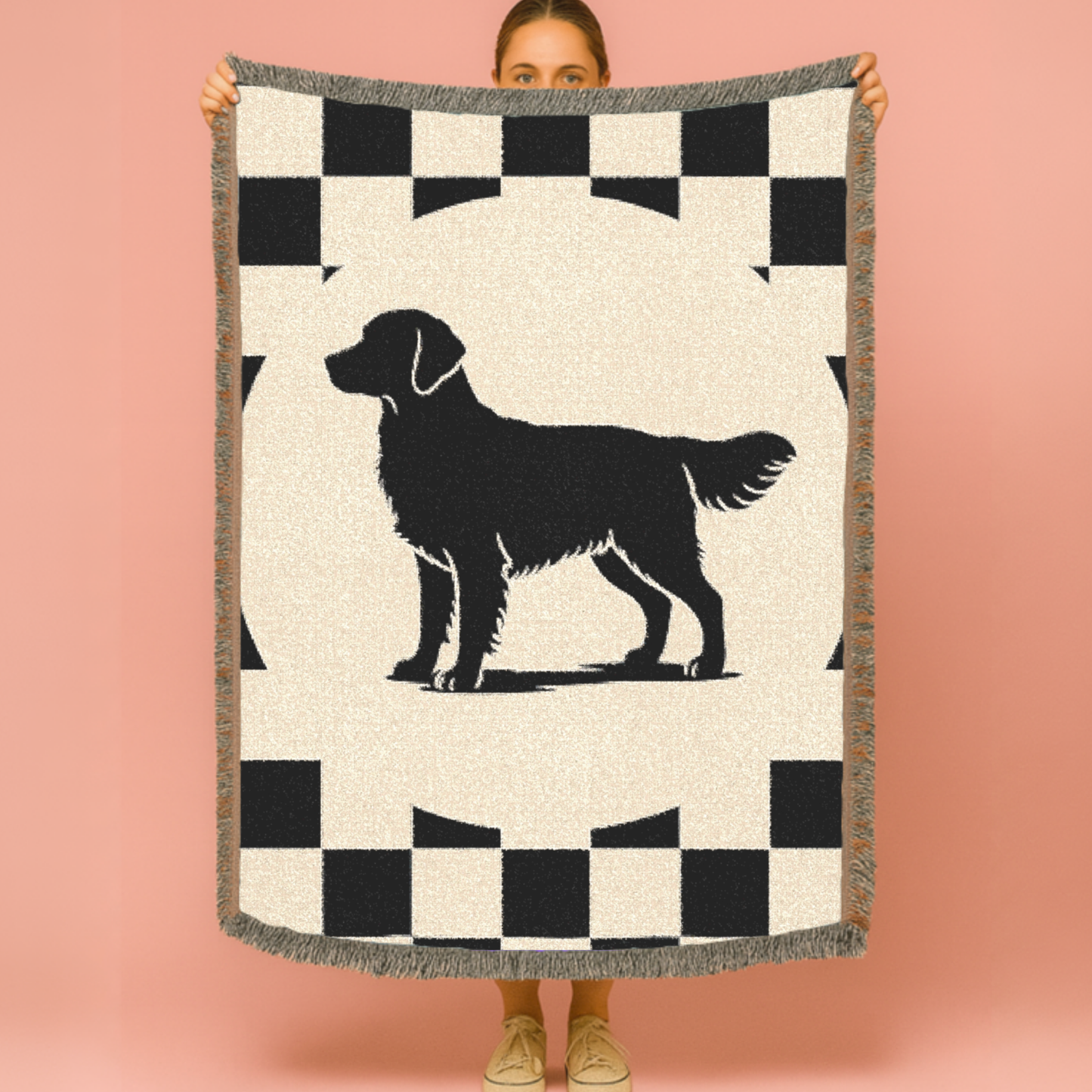 Golden Retriever Checkered Racing Throw Blanket