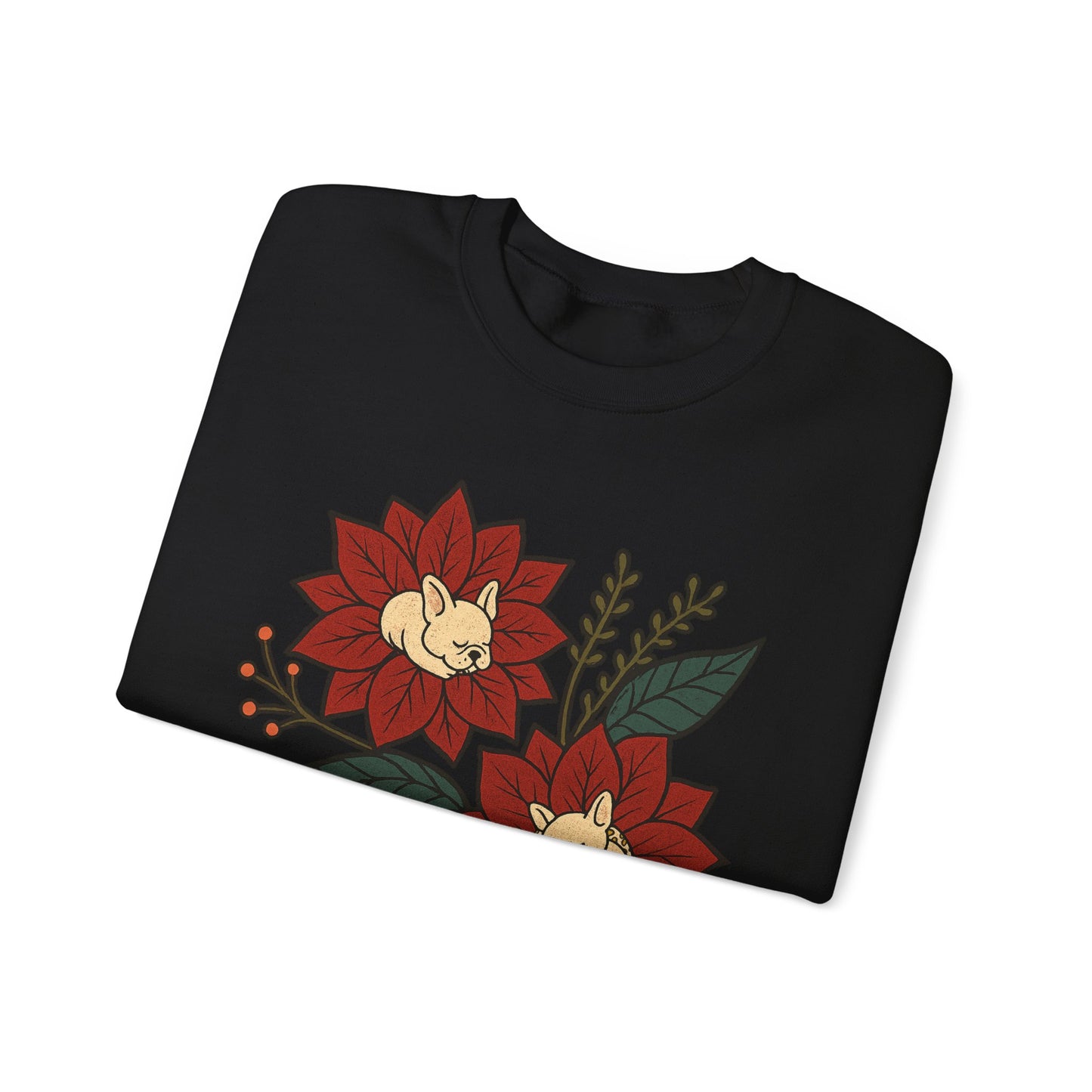 White Frenchie Christmas Flower Sweatshirt