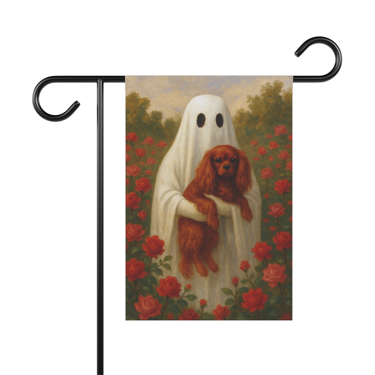 Ruby Cavalier Ghostie Garden Flag