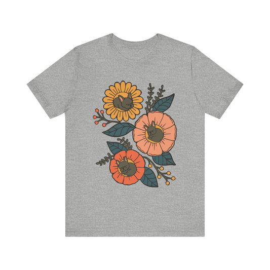 Black Frenchie Sleeping Flowers TShirt