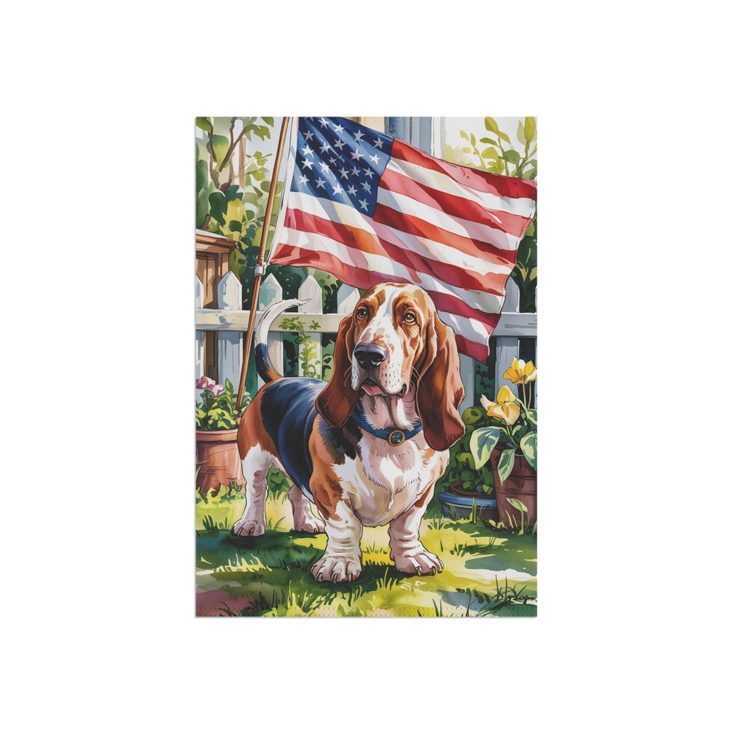 Basset Hound USA Garden Flag