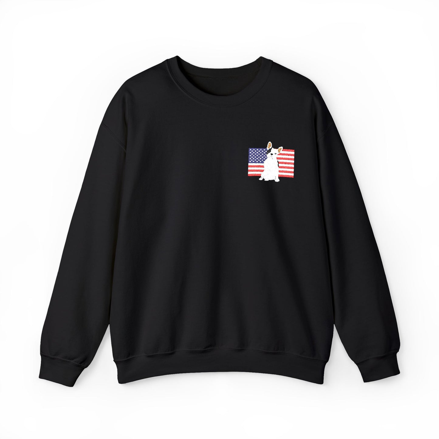 Embroidered Flag Piebald Frenchie Sweatshirt