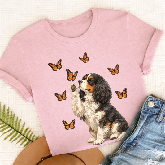 Personalized Cavalier Butterfly Unisex TShirt Comfort Colors Blossom