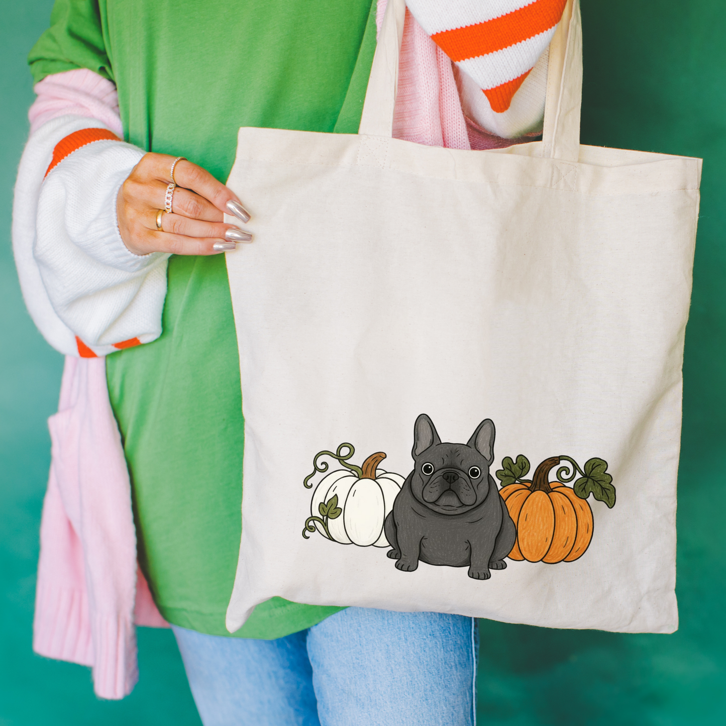Black Frenchie Pupkin Tote Bag
