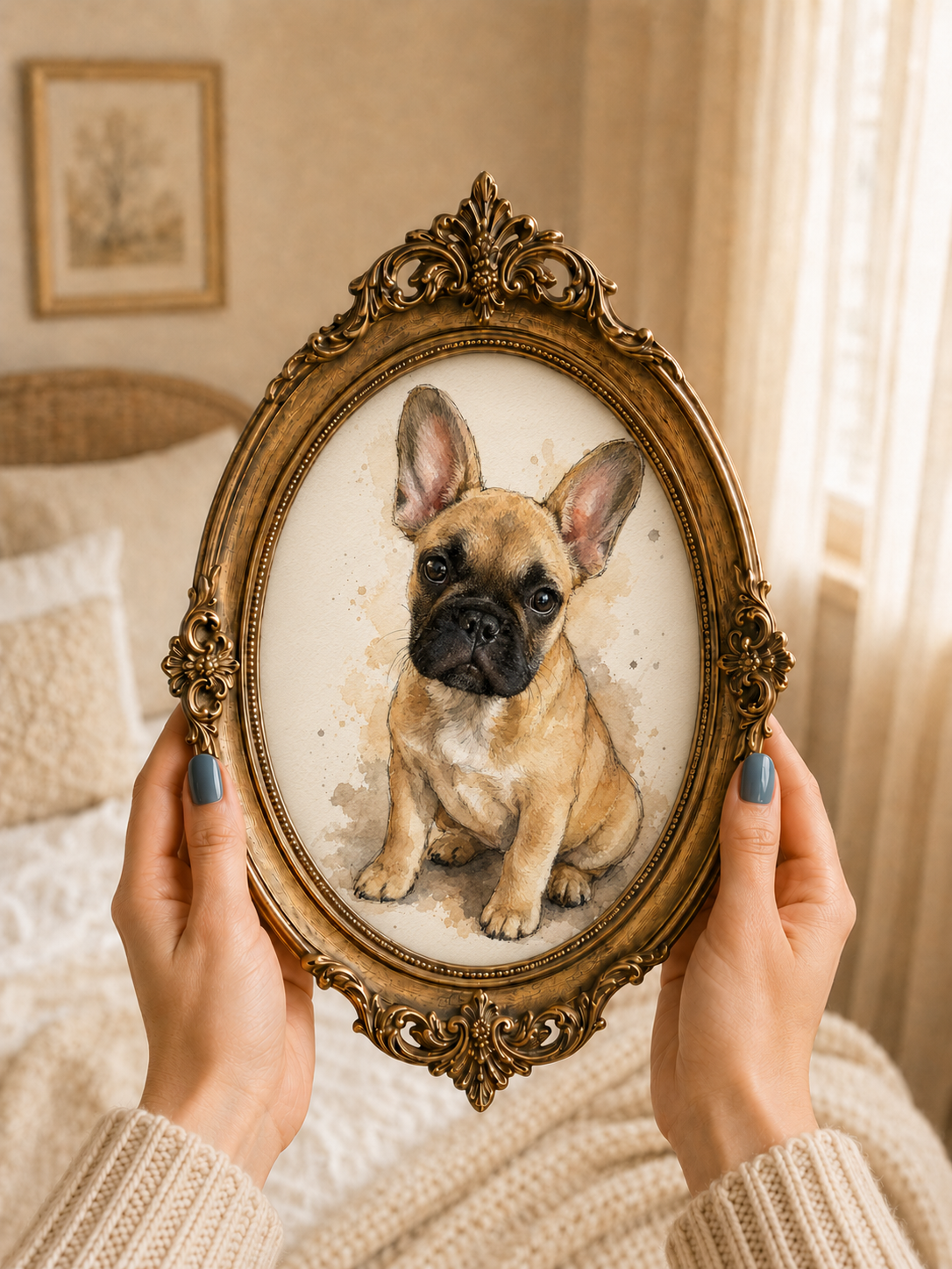 Digital Download Custom Dog Portrait Ink and Watercolor