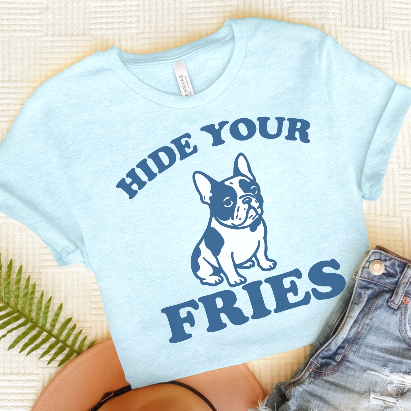 Piebald French Bulldog Fries TShirt