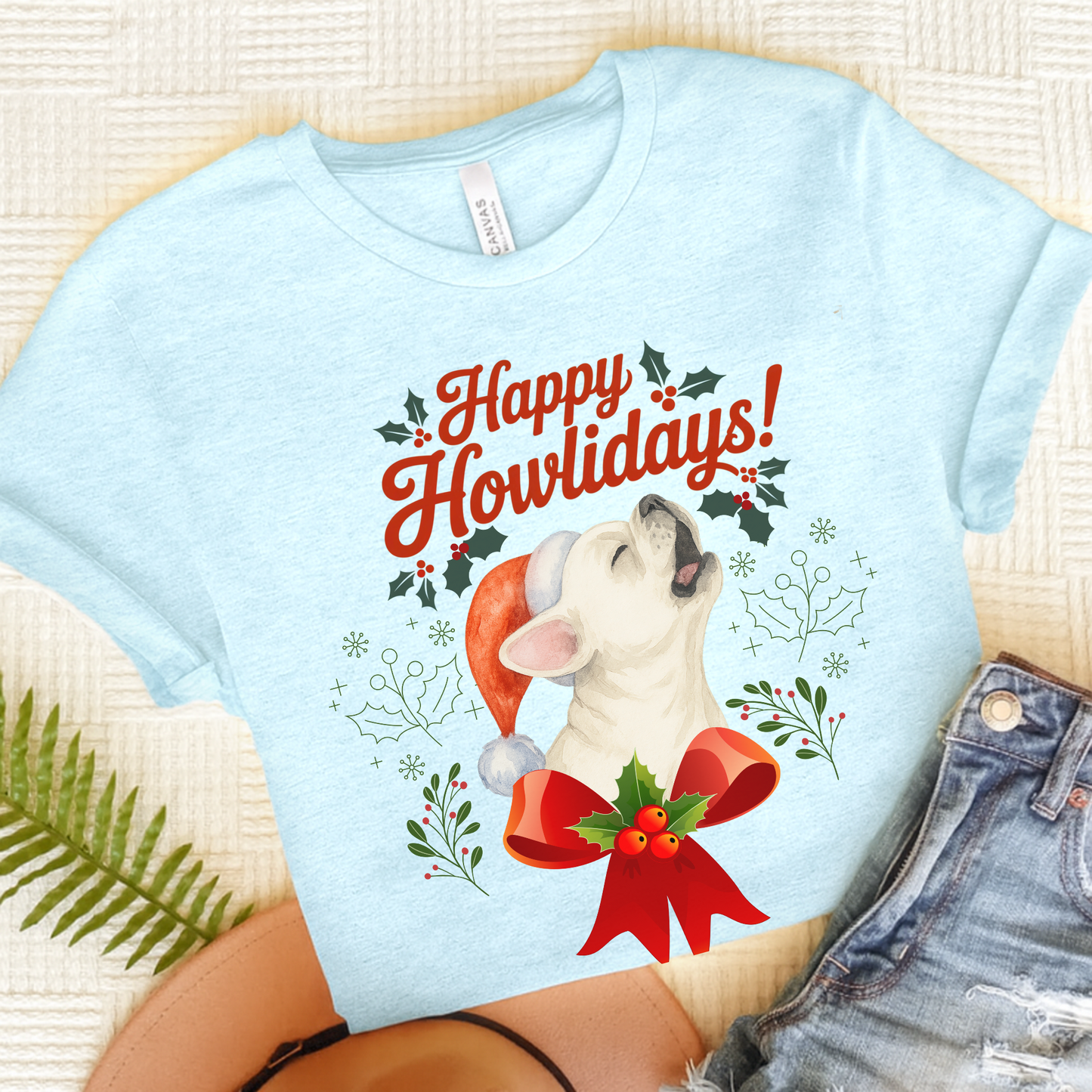 White French Bulldog Happy Howlidays TShirt