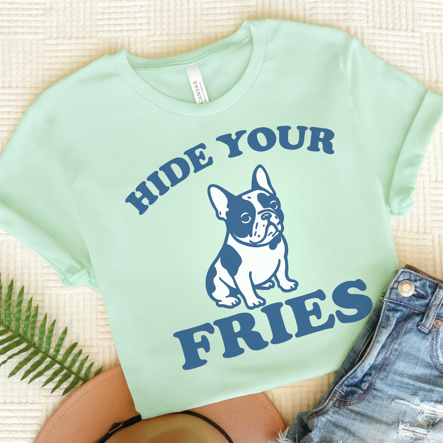 Piebald French Bulldog Fries TShirt