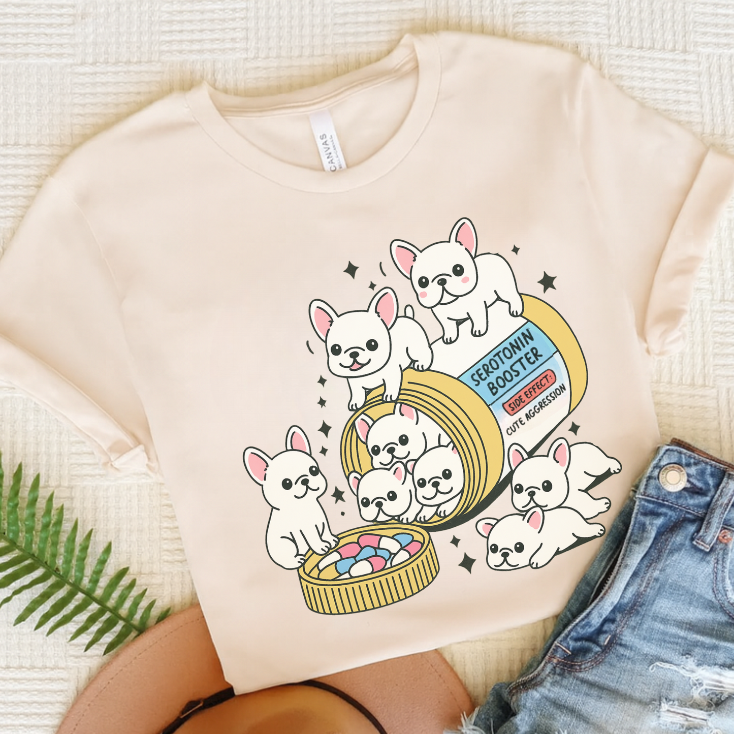 Serotonin Tee White French Bulldog
