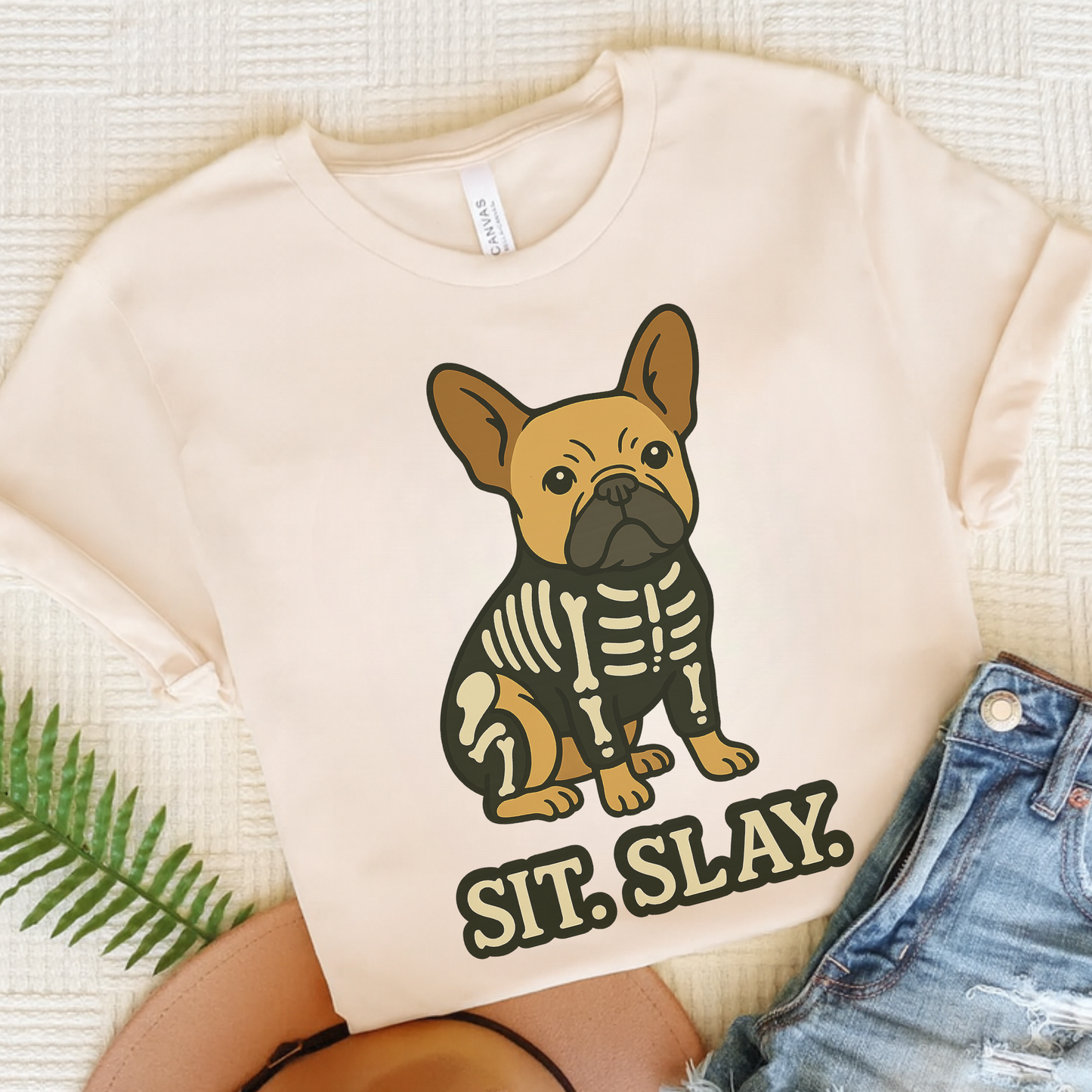 Fawn French Bulldog Stay. Slay. Halloween TShirt