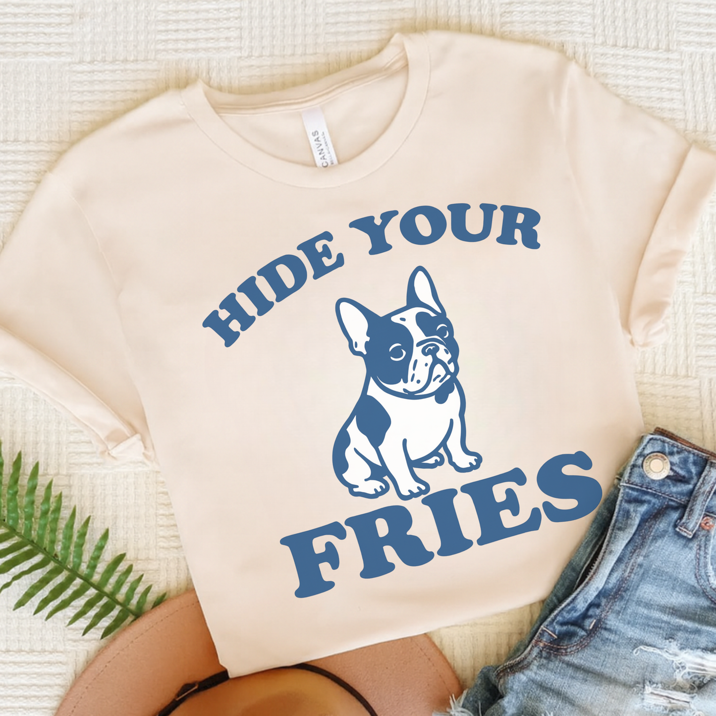 Piebald French Bulldog Fries TShirt