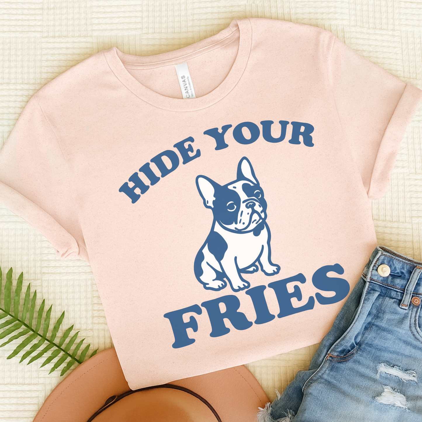 Piebald French Bulldog Fries TShirt