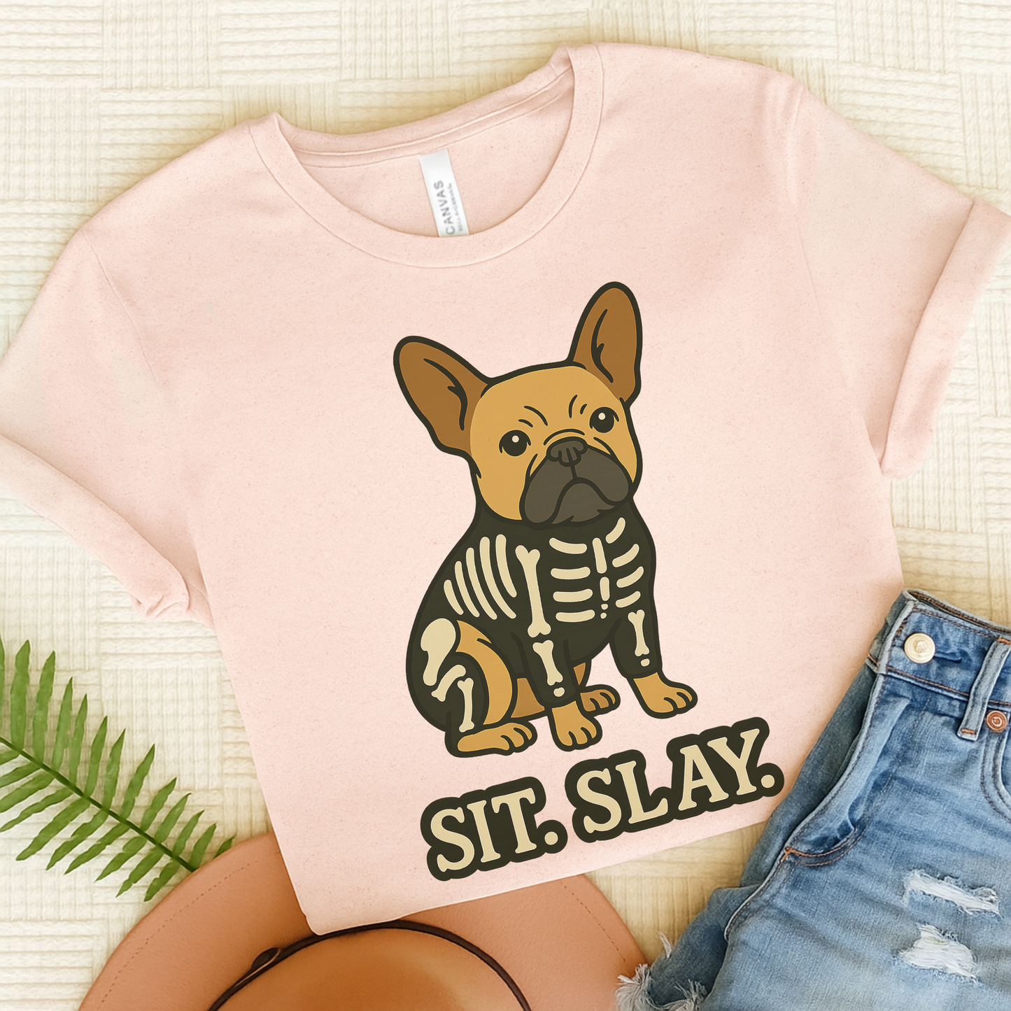 Fawn French Bulldog Stay. Slay. Halloween TShirt