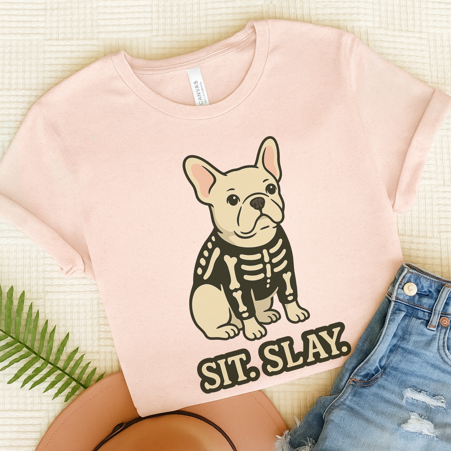 White French Bulldog Stay. Slay. Halloween TShirt