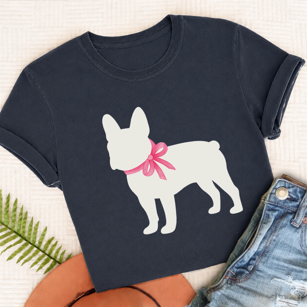 French Bulldog Silhouette Unisex TShirt True Navy