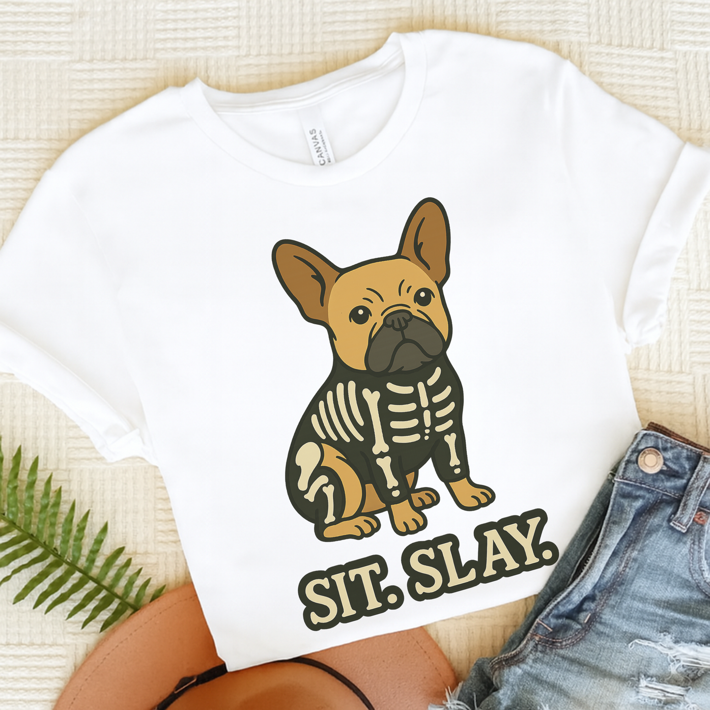 Fawn French Bulldog Stay. Slay. Halloween TShirt