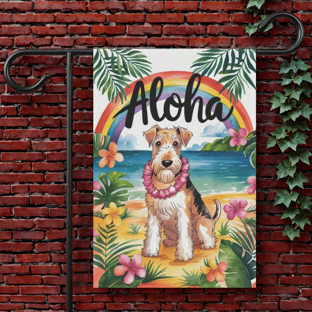 Printify Garden Flag 12'' × 18'' / Airedale Terrier Airedale Terrier Aloha Hawaii Garden Flag