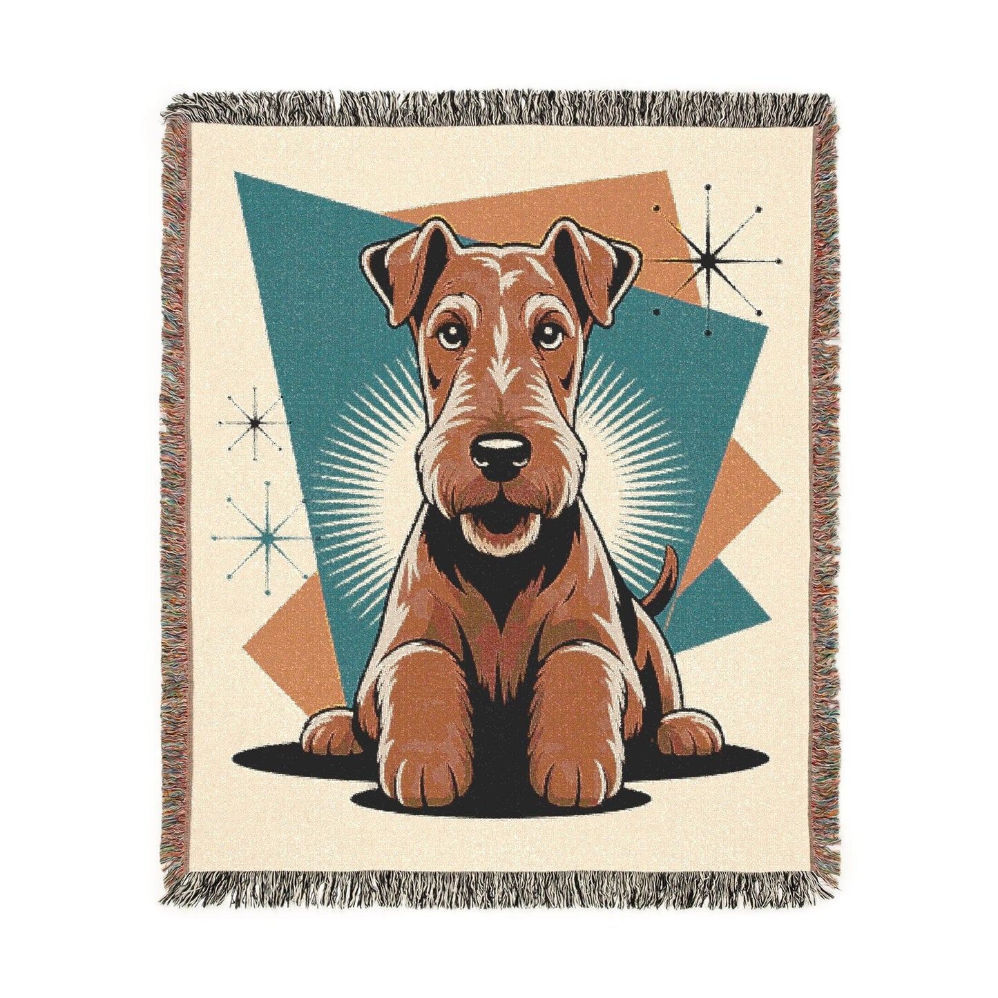 Printify Blanket Airedale Terrier Atomic Mid Century Modern Throw Blanket