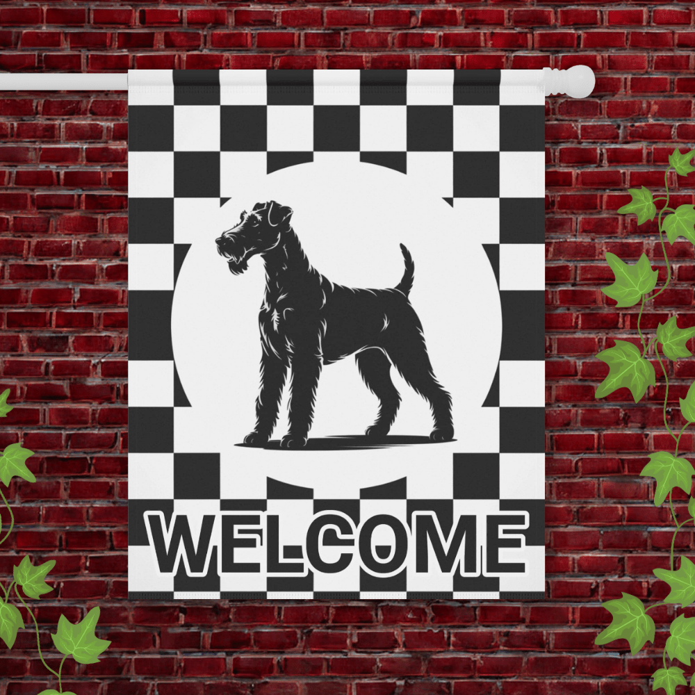 Printify Garden Flag 24.5'' × 32'' Airedale Terrier Checkered Garden Flag