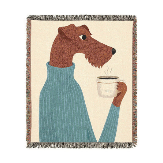Airedale Terrier Coffee Lover Throw Blanket