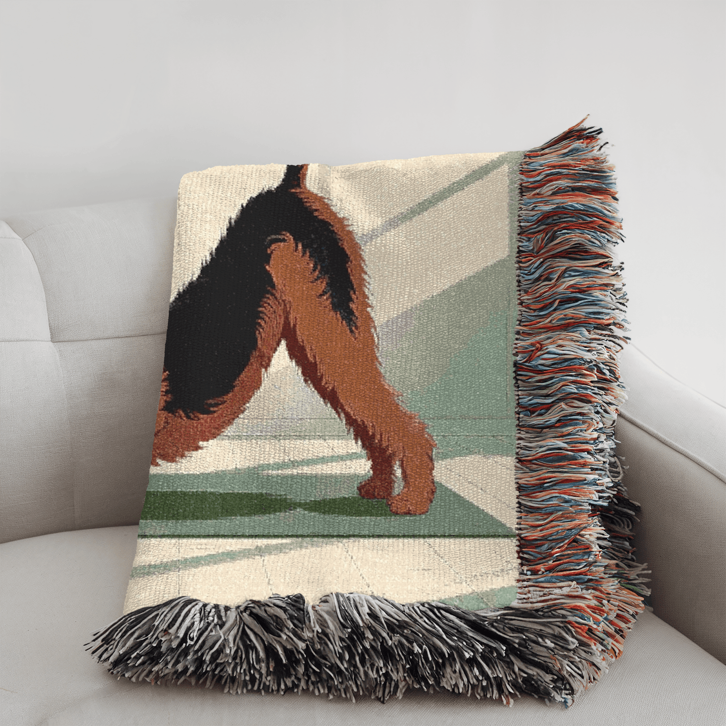 Printify Blanket Airedale Terrier Downward Dog Yoga Throw Blanket