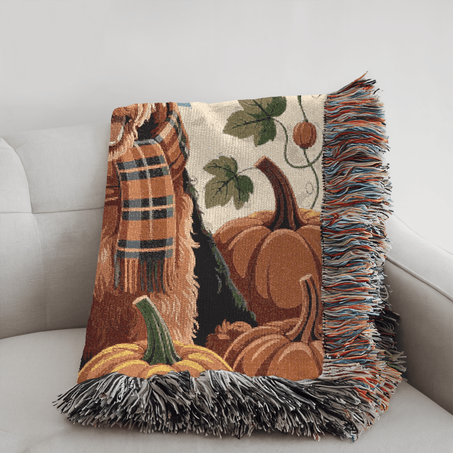 Printify Blanket Airedale Terrier Fall Pumpkin Patch Woven Blanket