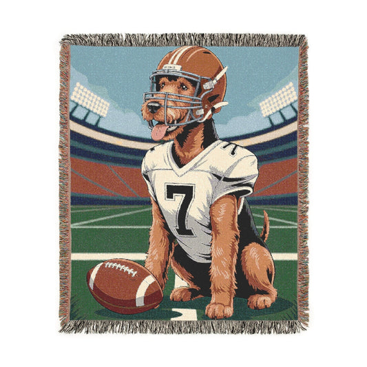Airedale Terrier Football Season Throw Blanket