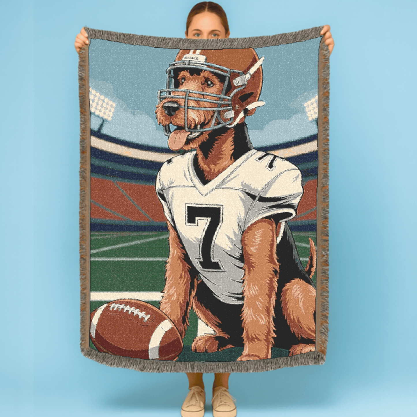 Printify Blanket Airedale Terrier Football Season Throw Blanket