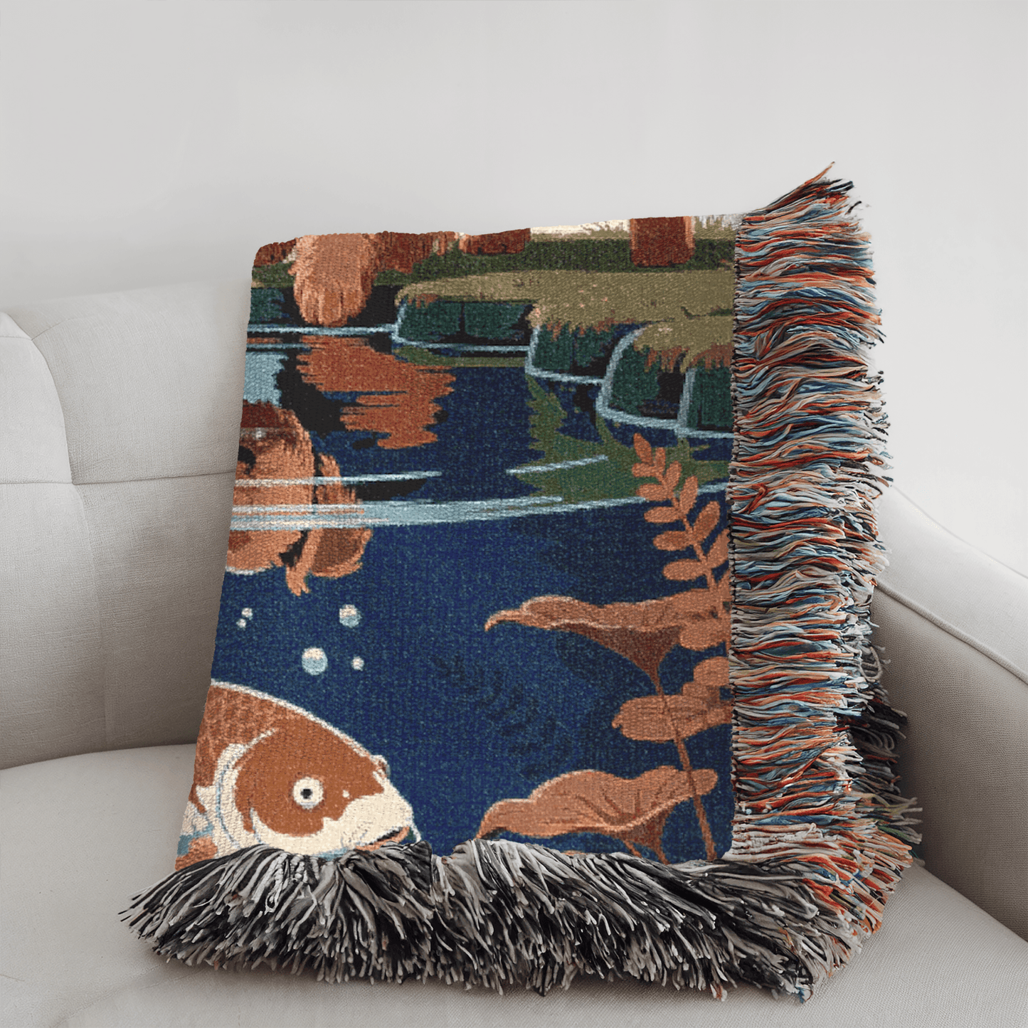 Printify Blanket Airedale Terrier Koi Pond Throw Blanket