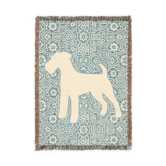 Airedale Terrier Mosaic Tile Woven Blanket