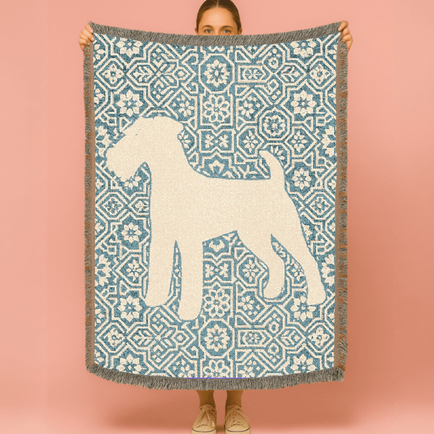 Printify Blanket Airedale Terrier Mosaic Tile Woven Blanket