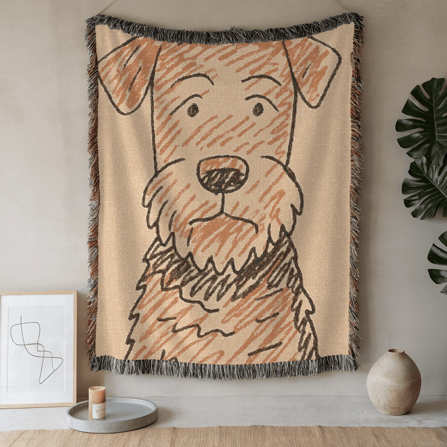Printify Blanket 52'' × 37'' Airedale Terrier Pen Drawing Throw Blanket