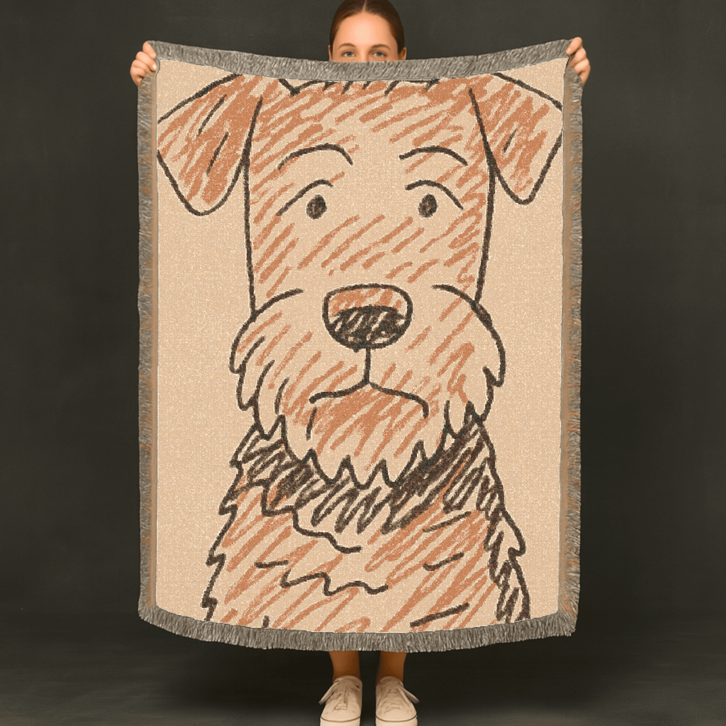 Printify Blanket Airedale Terrier Pen Drawing Throw Blanket