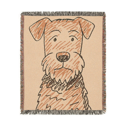 Airedale Terrier Pen Drawing Throw Blanket