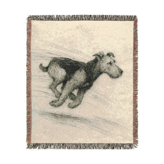 Airedale Terrier Pencil Drawing Throw Blanket