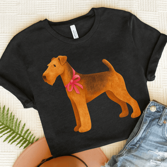 Airedale Terrier Ribbon Tshirt Dark Grey Heather
