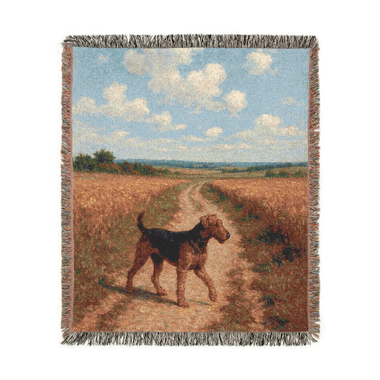 Airedale Terrier Scenic Painting Throw Blanket