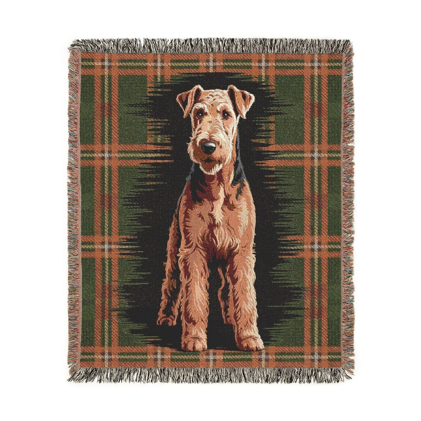 Printify Blanket Airedale Terrier Scottish Tartan Throw Blanket