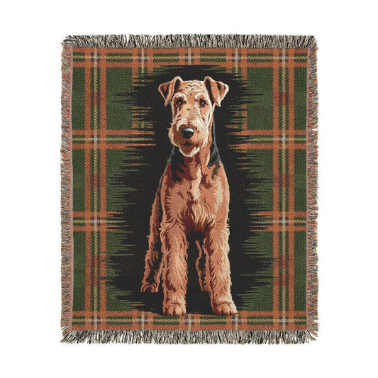 Airedale Terrier Scottish Tartan Throw Blanket