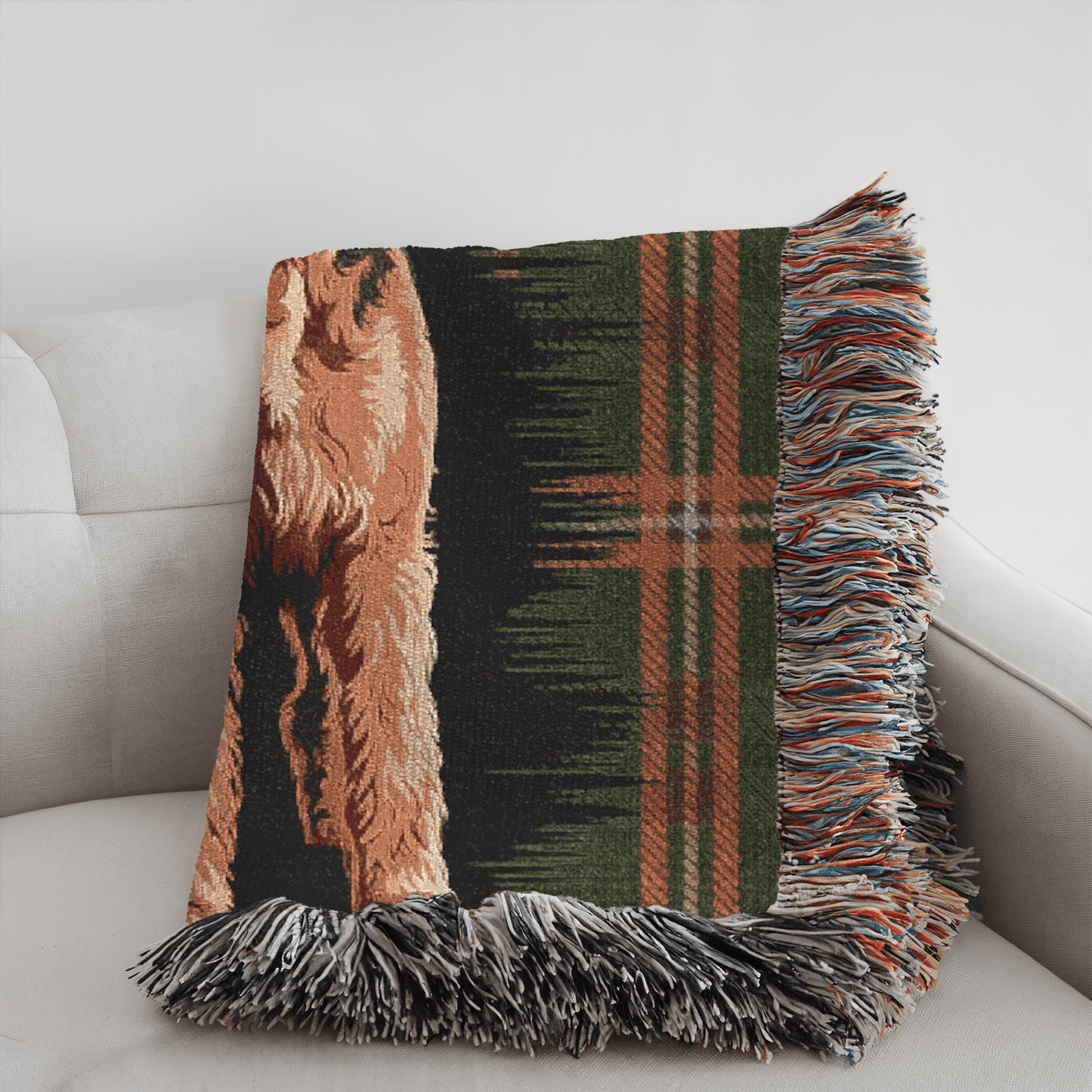 Printify Blanket Airedale Terrier Scottish Tartan Throw Blanket